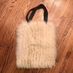 Reformation reclaimed genuine rabbit fur tote